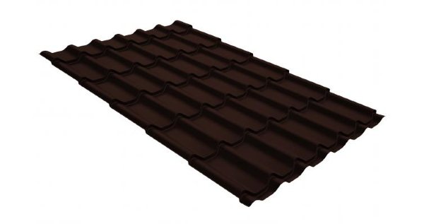 Металлочерепица классик GL 0,5 GreenCoat Pural Matt RR 887 шоколадно-коричневый (RAL 8017 шоколад) купить в Знаменске