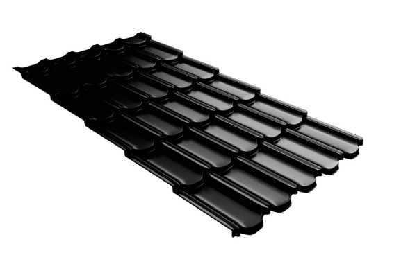 Металлочерепица квинта плюс с 3D резом 0,5 GreenСoat Pural Matt RR 33 черный (RAL 9005 черный) купить в Знаменске