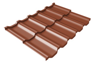 Металлочерепица модульная Квинта Uno Grand Line c 3D резом 0,5 Satin RAL 8004 терракота