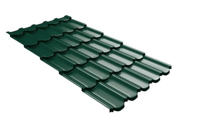 Металлочерепица квинта плюс с 3D резом 0,5 Satin RAL 6005 зеленый мох