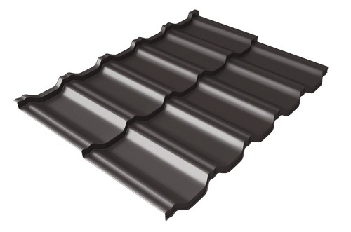 Металлочерепица модульная Квинта Uno Grand Line c 3D резом 0,5 GreenСoat Pural Matt RR 32 темно-коричневый (RAL 8019 серо-коричневый) купить в Знаменске