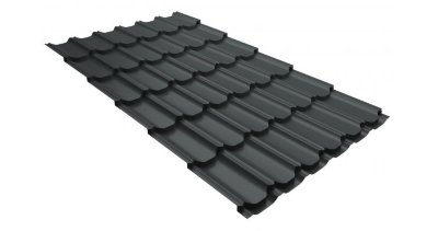 Металлочерепица квинта плюс 0,5 GreenCoat Pural RR 23 темно-серый (RAL 7024 мокрый асфальт)
